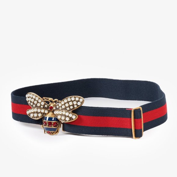 Gucci Accessories - Gucci Queen Margaret Bee Canvas Striped Belt